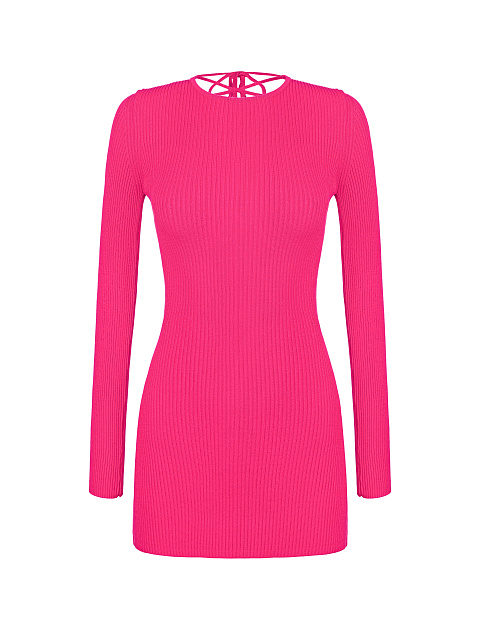 Pink Rib Knit Mini Dress, 1
