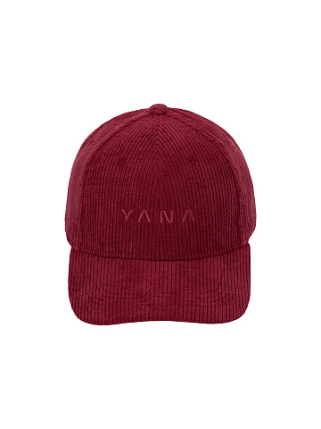Burgundy corduroy cap with Yana embroidery, 2