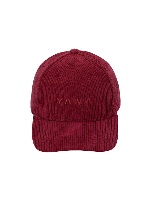 Burgundy corduroy cap with Yana embroidery, 2 Burgundy corduroy cap with Yana embroidery, 2