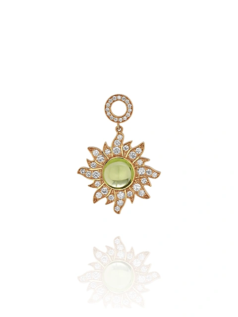 Gold & Chrysolite Hoop Pendant, 1 Gold & Chrysolite Hoop Pendant, 1