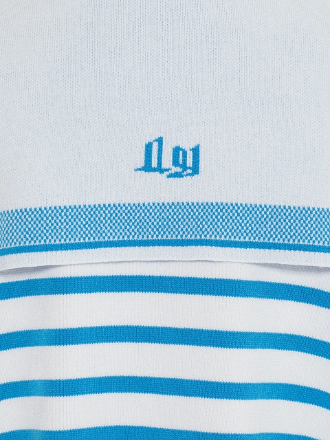 Cropped white cardigan with blue stripes, 4