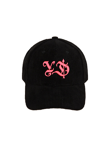 Black & Neon Pink YD Embroidered Corduroy Cap, 2