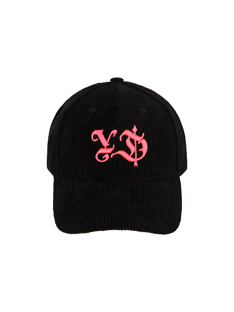 Black & Neon Pink YD Embroidered Corduroy Cap, 2