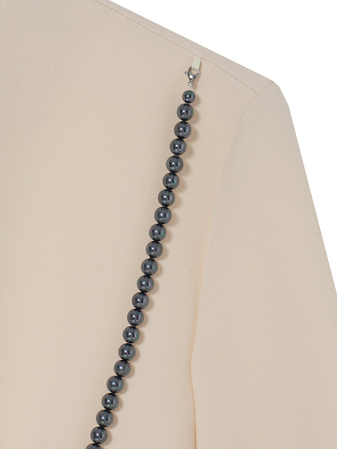 Milk midi dress with black pearls, 4