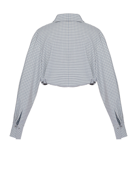 Grey Cotton Cropped Shirt, 3