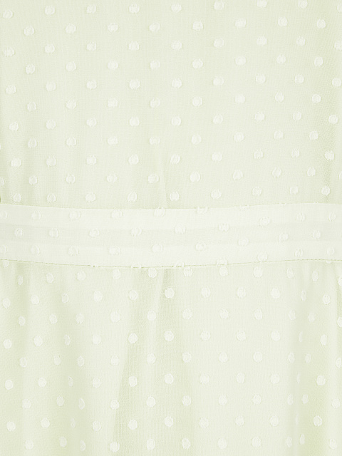 Light Yellow Polka Dot Chiffon Midi Dress, 4