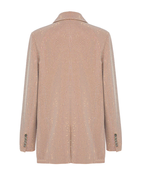 Beige Single Breasted Jacket With Crystals, 2 Beige Single Breasted Jacket With Crystals, 2