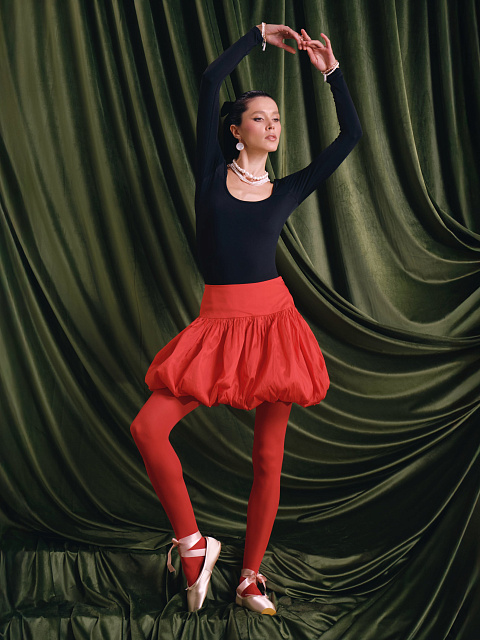 Red taffeta mini skirt, 5