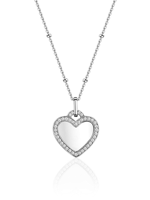 Heart-shaped pendant necklace in white gold, 1