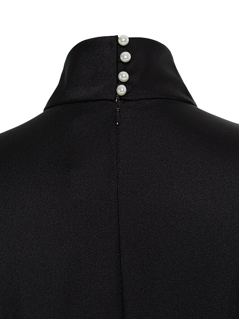 Black Dress With Long Sleeves And Pleated Skirt, 5