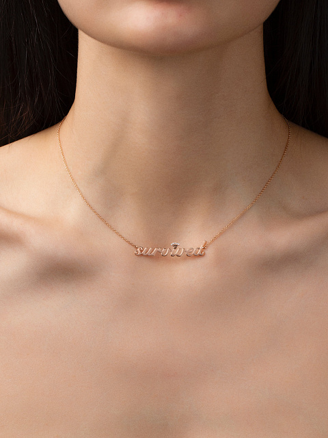 Rose Gold & Diamonds "Survived" Necklace, 2