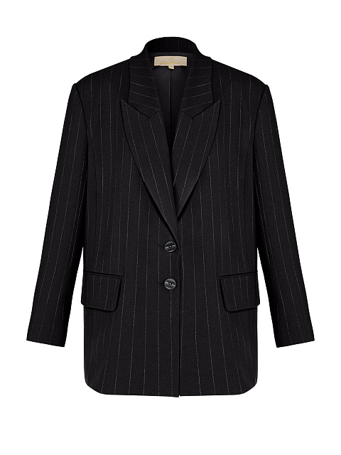 Black Oversized Striped Jacket, 1