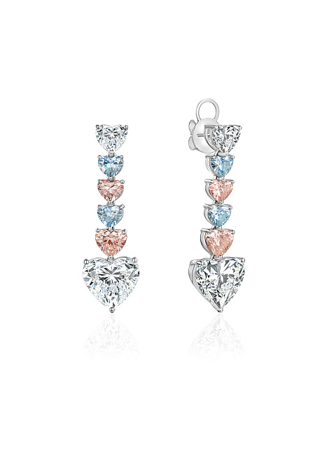 Earrings with LG diamonds in heart cut, 1