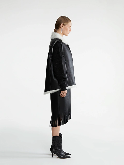 Black & White Shearling Vest, 8
