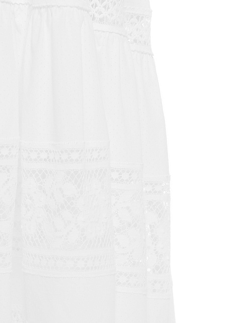 White Lace Trim Lantern Sleeve Midi Dress, 4