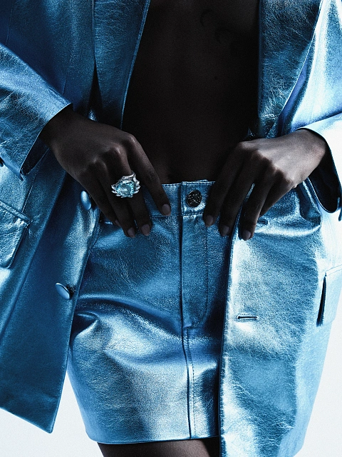 Tourmaline Paraiba, Marquise, Princess Cut, Round Diamond & White Gold Ring, 3 Tourmaline Paraiba, Marquise, Princess Cut, Round Diamond & White Gold Ring, 3