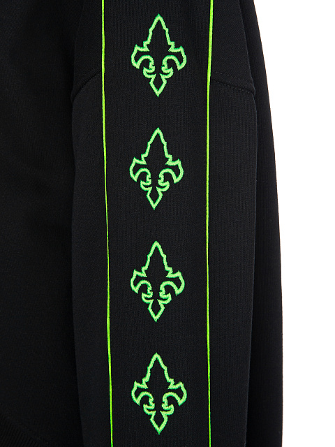 Black & Green Lily Embroidered Jersey Suit, 4