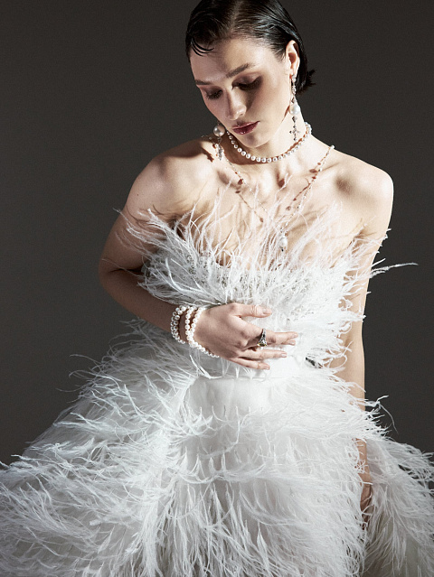 White Feather Tulle Dress, 6