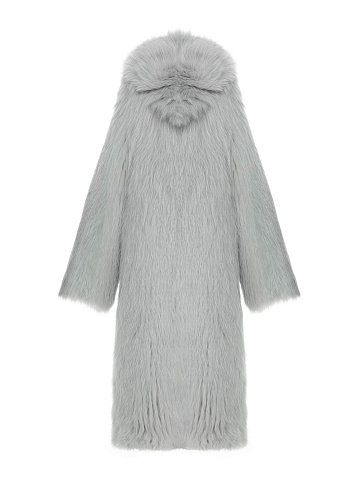 Gray Knitted Fox Fur Coat, 2
