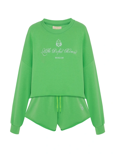 Lime Green Jersey Sweatshirt & Shorts Set, 1 Lime Green Jersey Sweatshirt & Shorts Set, 1