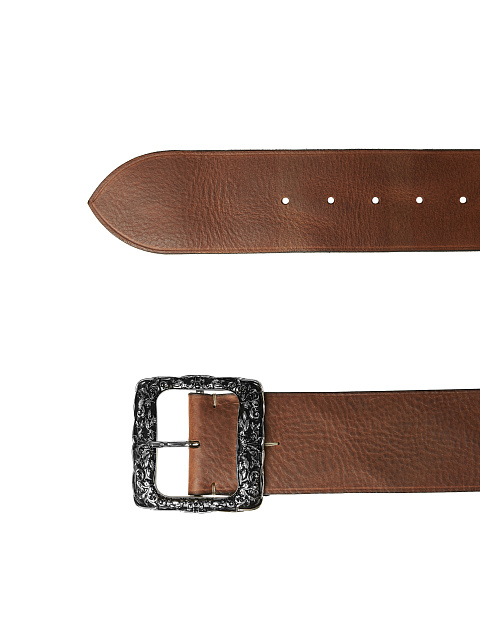 Brown Leather Wide Belt With Square Buckle, 2 Brown Leather Wide Belt With Square Buckle, 2