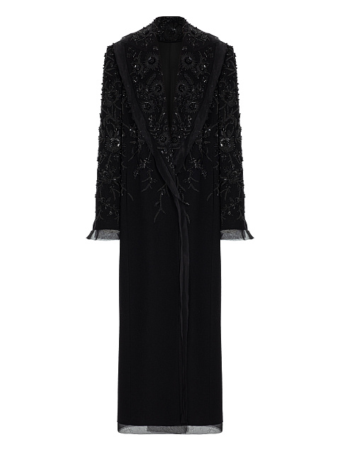 Black wool coat with embroidery, 1 Black wool coat with embroidery, 1