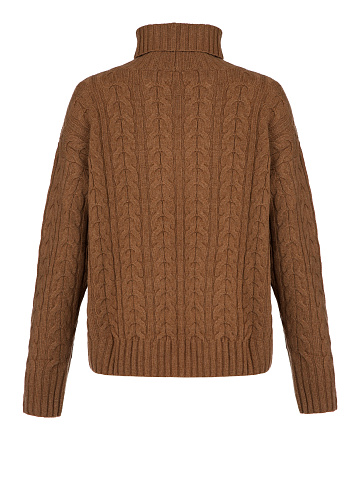 Brown Cable Knit Cashmere Sweater, 2
