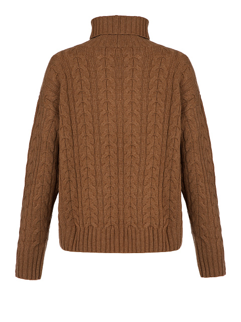 Brown Cable Knit Cashmere Sweater, 2