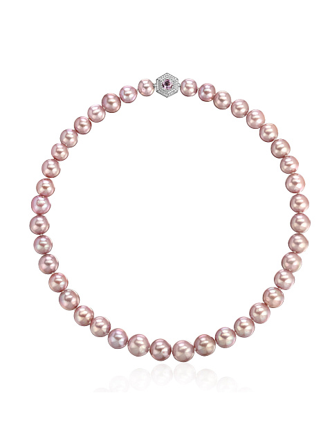 Pink pearl necklace with amethyst, 1 Pink pearl necklace with amethyst, 1