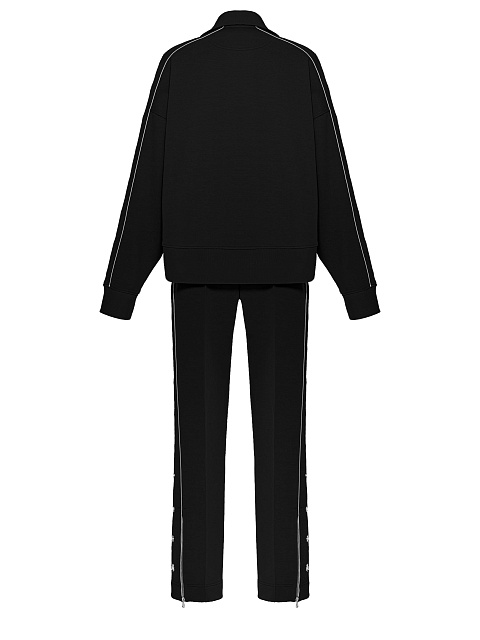 Black tracksuit with cropped sweatshirt and cornflower embroidery, 2