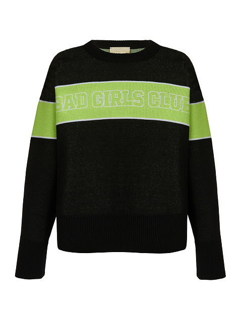 Black & Neon Green Bad Girls Club Sweater, 1