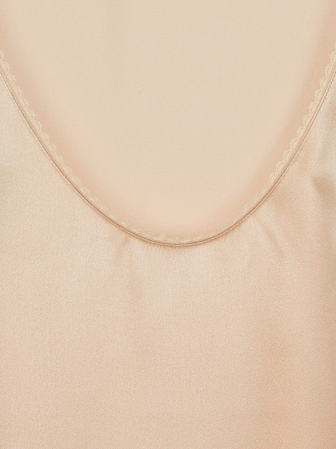 Beige Lace Trimmed Silk Top, 3