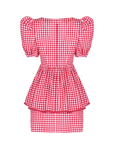 Red Checked Cotton Top & Mini Skirt, 2 Red Checked Cotton Top & Mini Skirt, 2