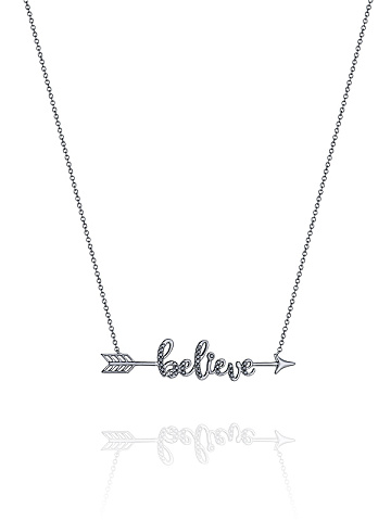 Black Gold & Diamonds "Believe" Necklace, 1