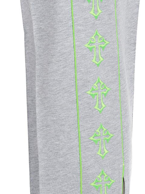 Grey & Neon Green Cross Embroidered Jersey Suit, 5 Grey & Neon Green Cross Embroidered Jersey Suit, 5