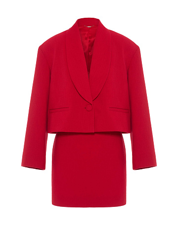 Red Two-piece Suit With Jacket And Mini Skirt, 1