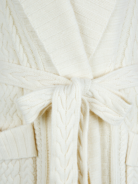 White Merino Wool & Cashmere Knitted Coat, 4