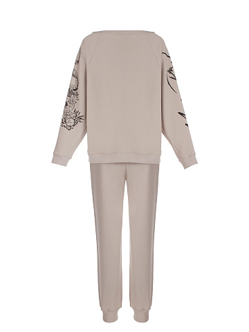 Grey & Beige Printed Jersey Suit, 2