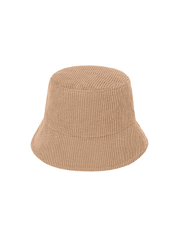 Beige Embroidery Corduroy Bucket Hat, 2