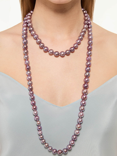 Dark lavender pearl necklace, 4