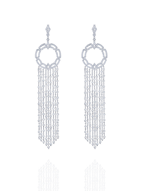 Round Sapphire, White Pearl & White Gold Earrings, 1