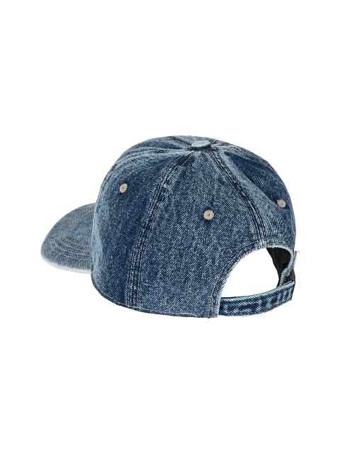 Blue denim cap with beige embroidery, 3