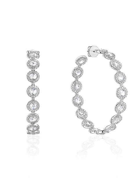 White gold hoops with Rose Cut diamonds, 1