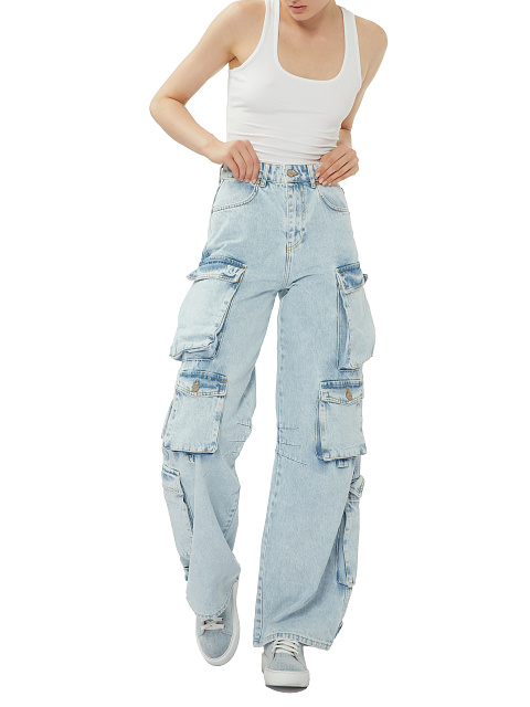 Light Blue Denim & Leather Sneakers, 6