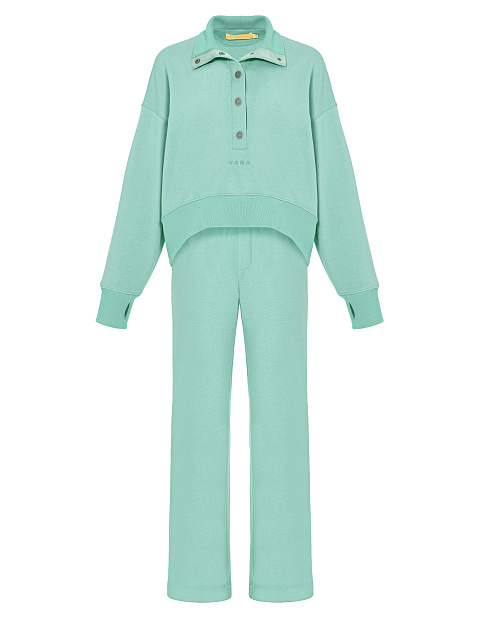 Mint Green "Yana" Embroidered Jersey Suit, 1