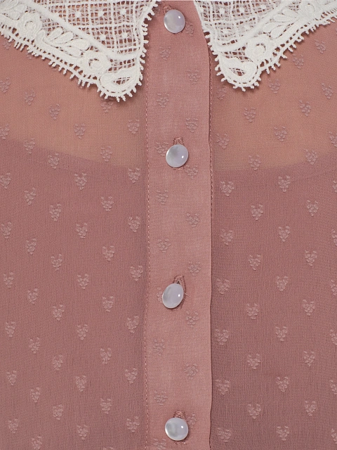 Girl's Dust Pink Lace Collar Chiffon Dress, 5 Girl's Dust Pink Lace Collar Chiffon Dress, 5