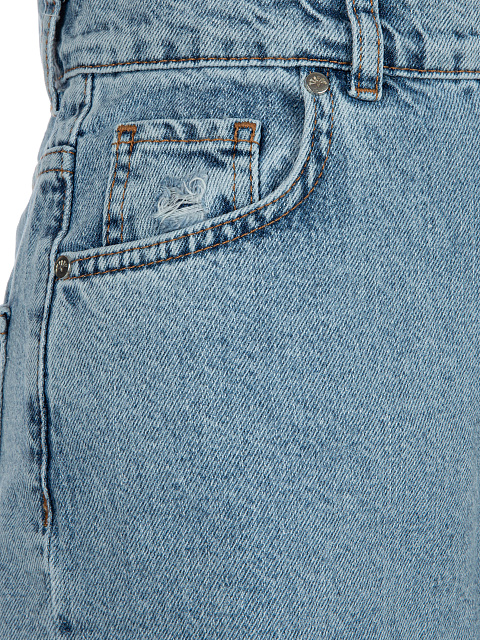 Blue Fringed Cotton Jeans, 4