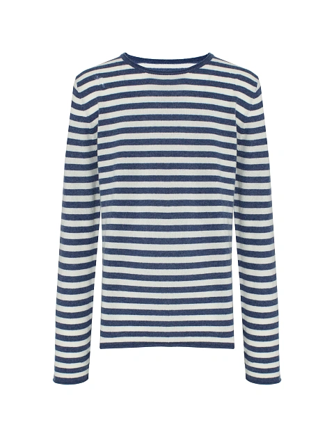 White And Blue Men's Long Sleeve Striped With Holes, 1