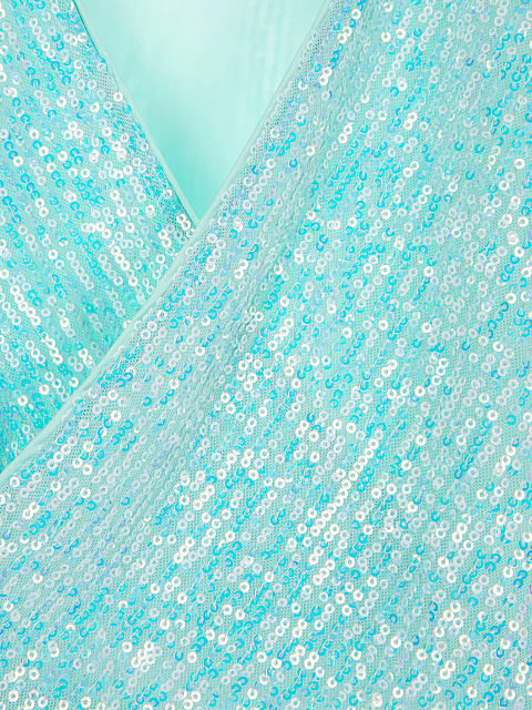 Turquoise Sequined Wrap Top, 3