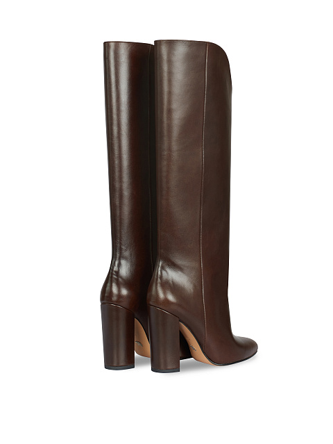 Brown Leather Heeled Tall Boots, 3